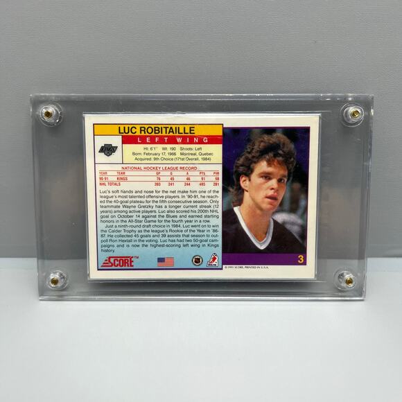 Score 1991 NHL Los Angeles Kings Luc Robitaille Hockey Card Encased - Picture 3 of 3
